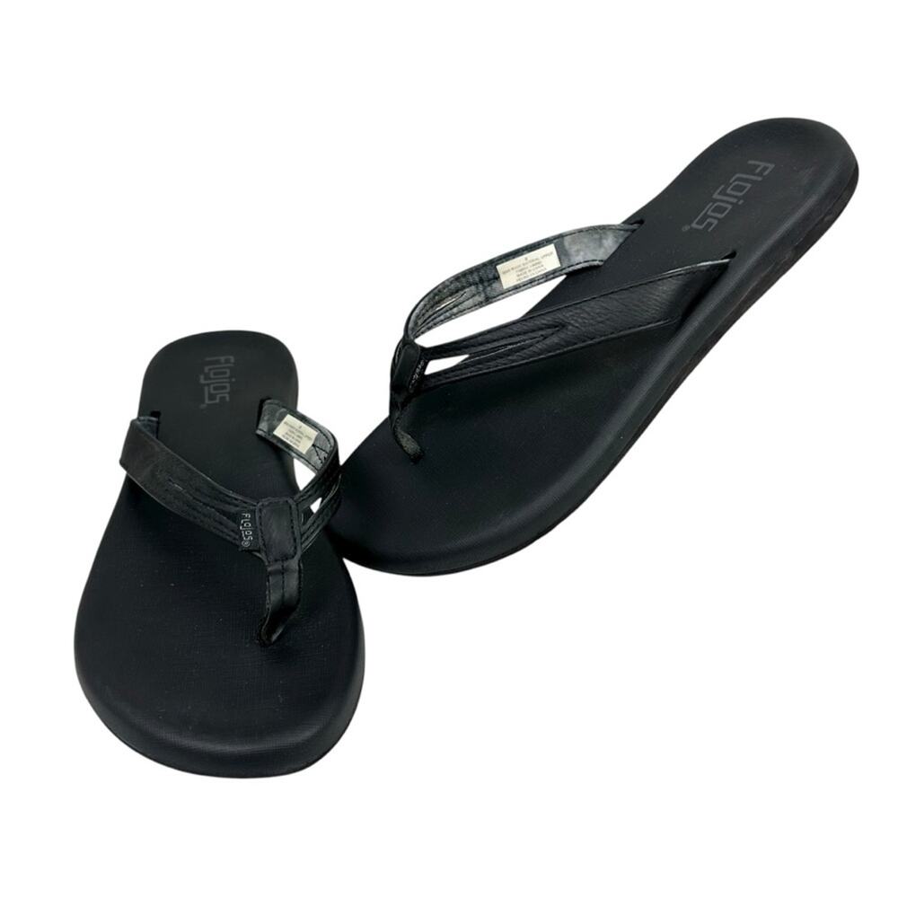 Flojos Black Thong Sandals Size 8